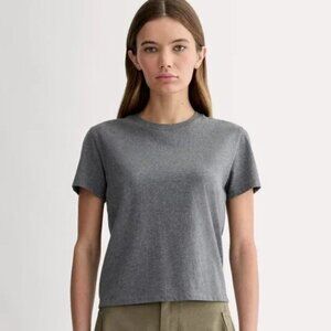 Everlane The Box Cut Organic Cotton Women’s Short Sleeve Tee Heathered Charcoal